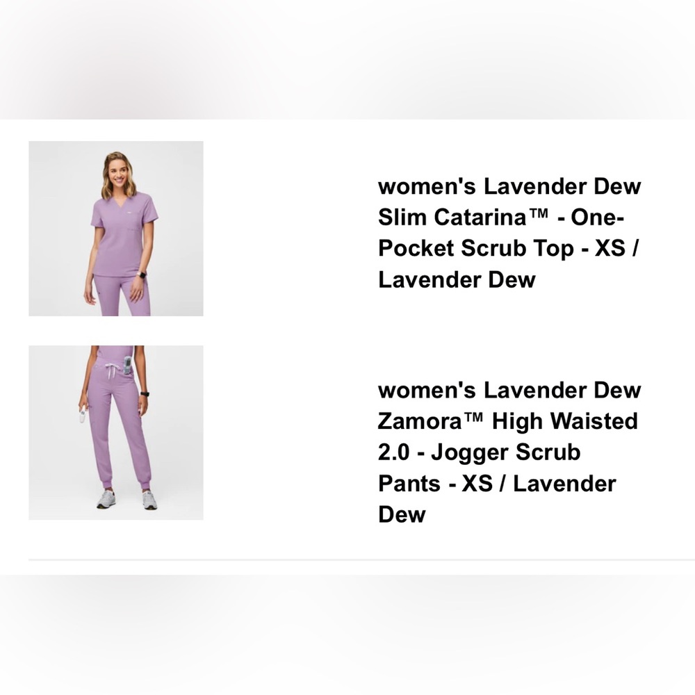 FIGS Lavender Dew Scrub Set NWT